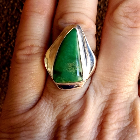 New Men's Chrysoprase 925 Silver Ring. - Picture 5 of 14